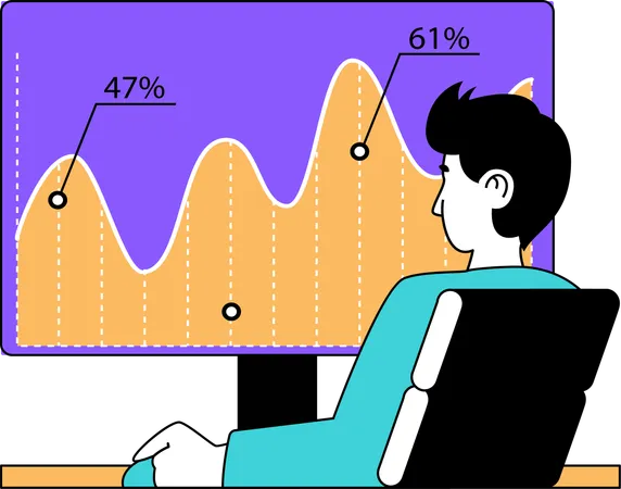 Man doing business analysis  Illustration