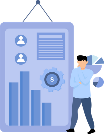 Man doing business analysis  Illustration