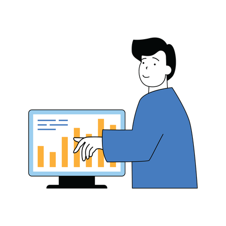 Man doing business analysis  Illustration