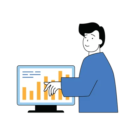 Man doing business analysis  Illustration