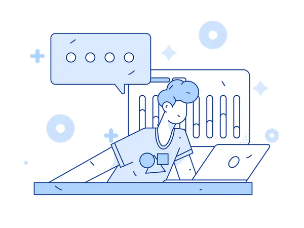 Man doing business analysis  Illustration