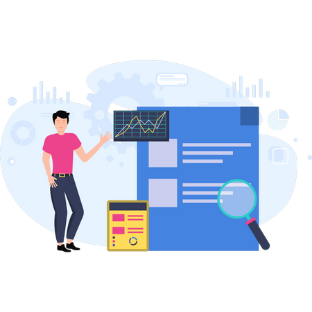 Man doing business analysis  Illustration