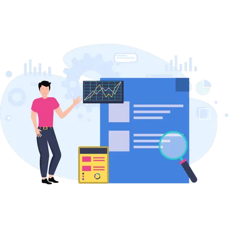 Man doing business analysis  Illustration