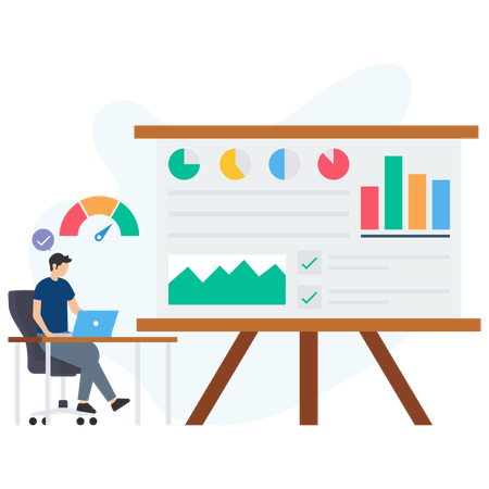 Man doing Business Analysis  Illustration