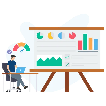 Man doing Business Analysis  Illustration