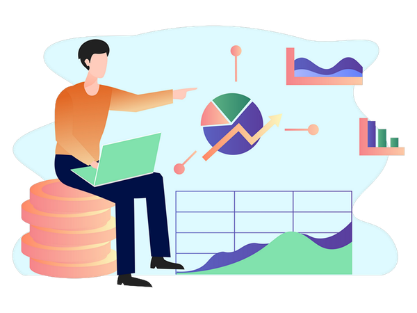 Man doing business analysis  Illustration