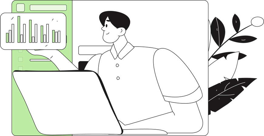 Man doing business analysis  Illustration