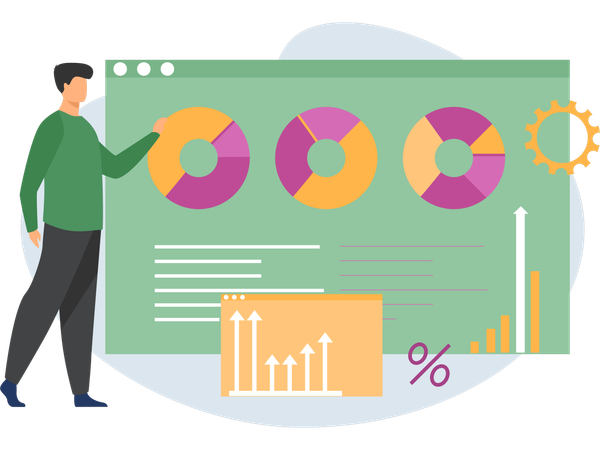 Man doing Business Analytics  Illustration