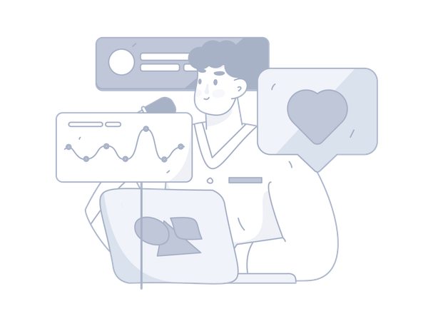 Man doing business analytics  Illustration