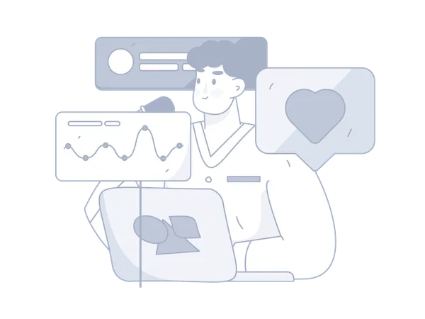 Man doing business analytics  Illustration