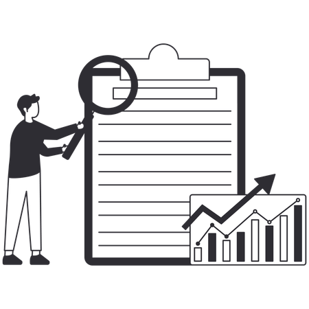 Man doing business Analyzing Graph  Illustration