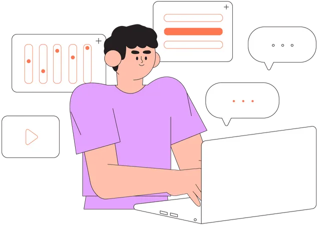 Man doing business chat  Illustration