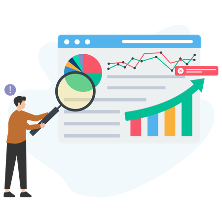 Man doing Business Data analysis  Illustration