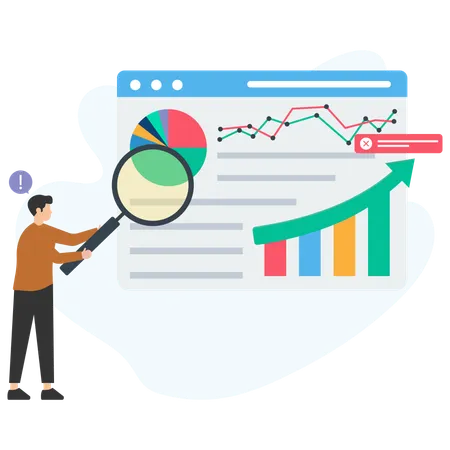 Man doing Business Data analysis  Illustration