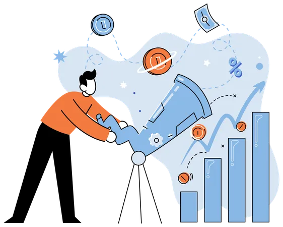 Man doing business forecasting for sales  Illustration