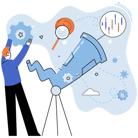 Man doing business forecasting for sales  Illustration