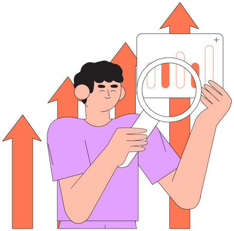 Man doing business growth research  Illustration