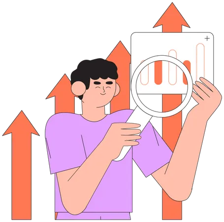 Man doing business growth research  Illustration