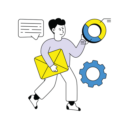 Man Doing Business Mail Analysis  Illustration