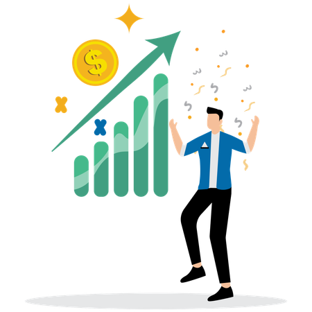 Man doing Business Milestone Celebration  Illustration