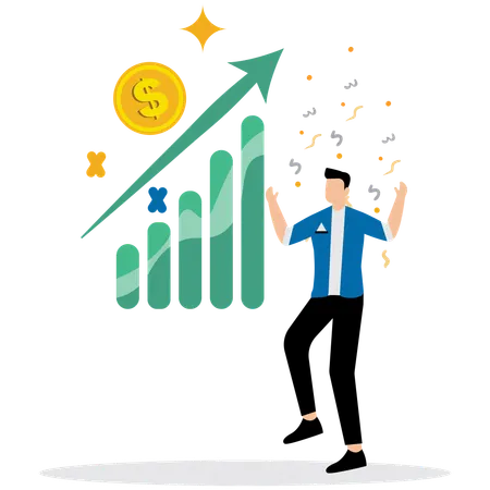 Man doing Business Milestone Celebration  Illustration