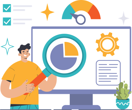 Man doing business opitmization  Illustration
