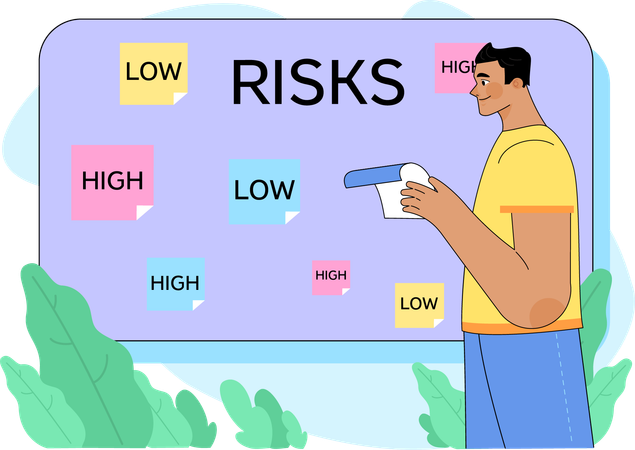 Man doing business risk analysis  Illustration