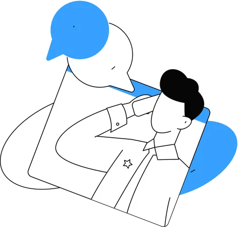 Man doing business talk on mobile  Illustration