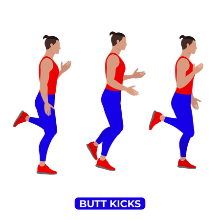 Man Doing Butt Kicks Exercise  Illustration