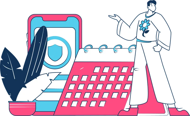 Man doing calendar management  Illustration