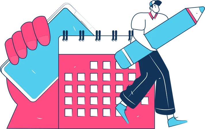 Man doing calendar management  Illustration