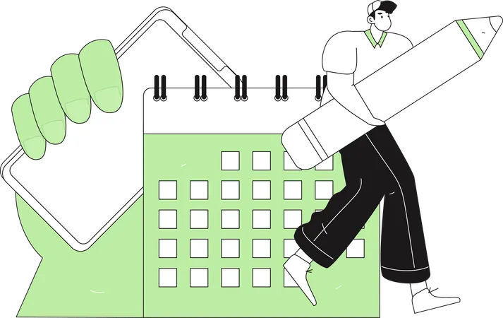 Man doing calendar management  Illustration