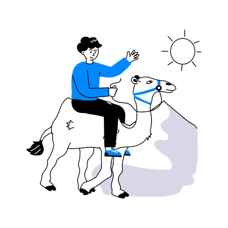 Man doing Camel Ride  Illustration