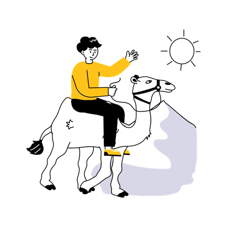 Man doing Camel Ride  Illustration