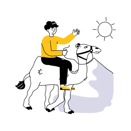 Man doing Camel Ride  Illustration