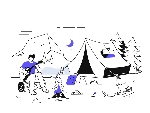 Man doing camping  Illustration