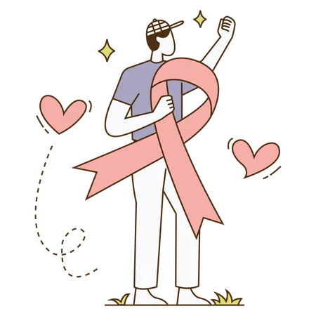 Man doing cancer awareness campaign  Illustration