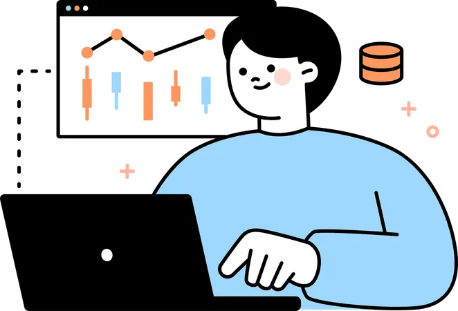 Man doing candlestick trading  Illustration