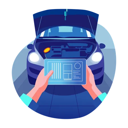 Man doing car diagnosis using ai technology  Illustration