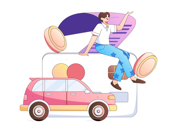 Man doing car insurance payment using credit card  Illustration