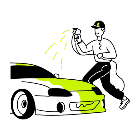 Handy Doodle Mini Illustration Of Car Service Illustration