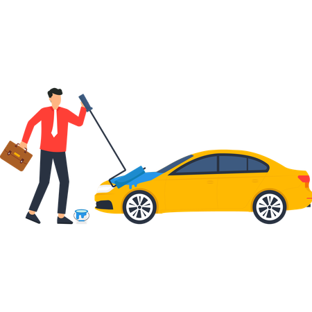 Man doing car painting  Illustration