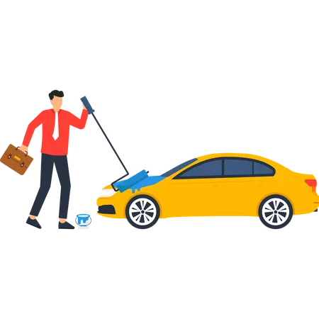 Man doing car painting  Illustration