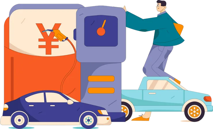 Man doing car refueling  Illustration