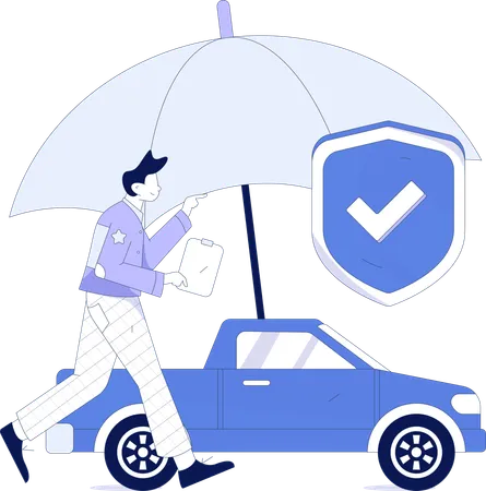 Man doing Car security against accident  Illustration