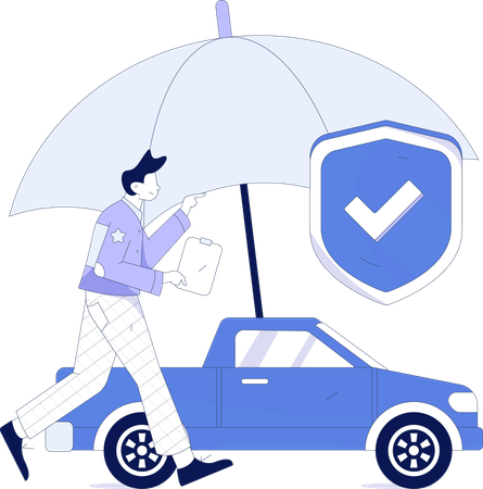 Man doing Car security against accident  Illustration