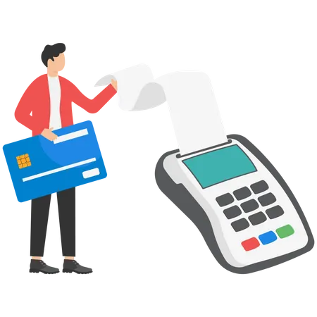 Illustration Payment By Card Contactless Payment Online Purchase Man Using A Bank Card To The Terminal Illustration
