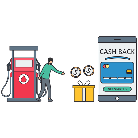 Man doing card payment for fuel  Illustration