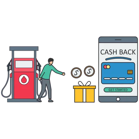 Man doing card payment for fuel  Illustration