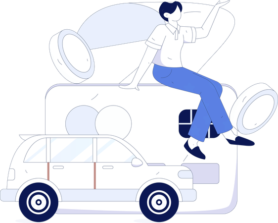 Man doing Card payment of car insurance  Illustration